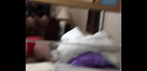 Sexy pawg wife gagging on a black cock